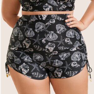BloomChic Size M Shell Print Drawstring Side Skinny Swim Bottom us 10
